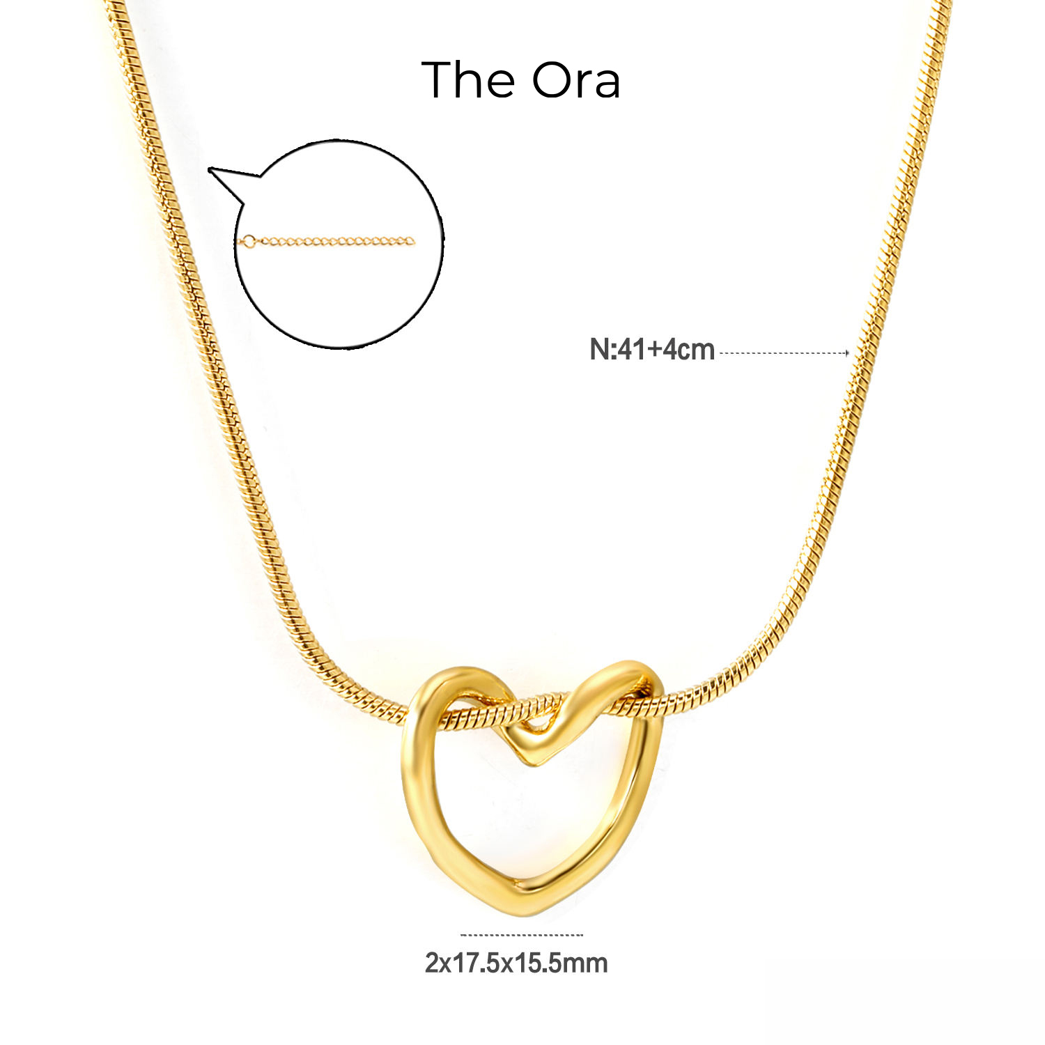 Dây chuyền mạ vàng 18K thiết kế thanh lịch Heart Ora