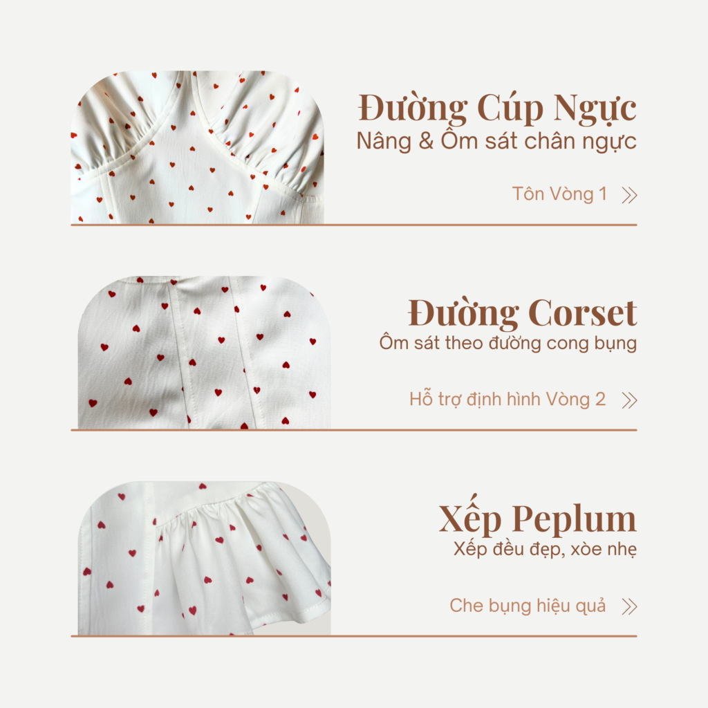 Áo Hai Dây Bigsize Dáng Peplum Heart Corset ORA38