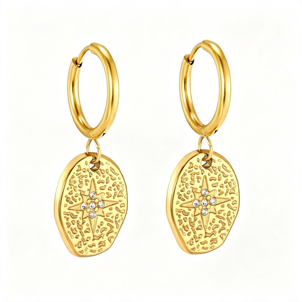 Bông Tai Starlit Gold Đính Đá CZ Mạ Vàng 18K - AS088