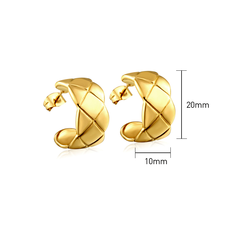 Bông Tai C-Hoop Vân Khắc Mạ Vàng 18K - Ora AS080