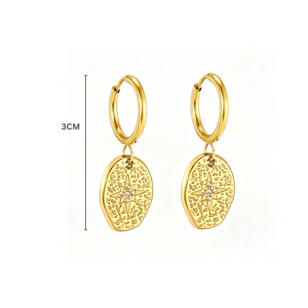 Bông Tai Starlit Gold Đính Đá CZ Mạ Vàng 18K - AS088