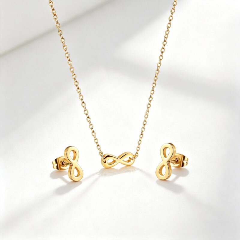 Bộ trang sức dây chuyền hoa tai The Loop mạ vàng 18K PVD - Ora AS018