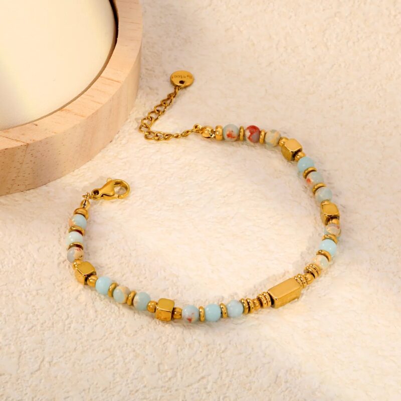 Vòng tay đá tự nhiên mạ vàng 18K Shoushan Muse cao cấp, thiết kế sang trọng, tinh tế dành cho phái đẹp