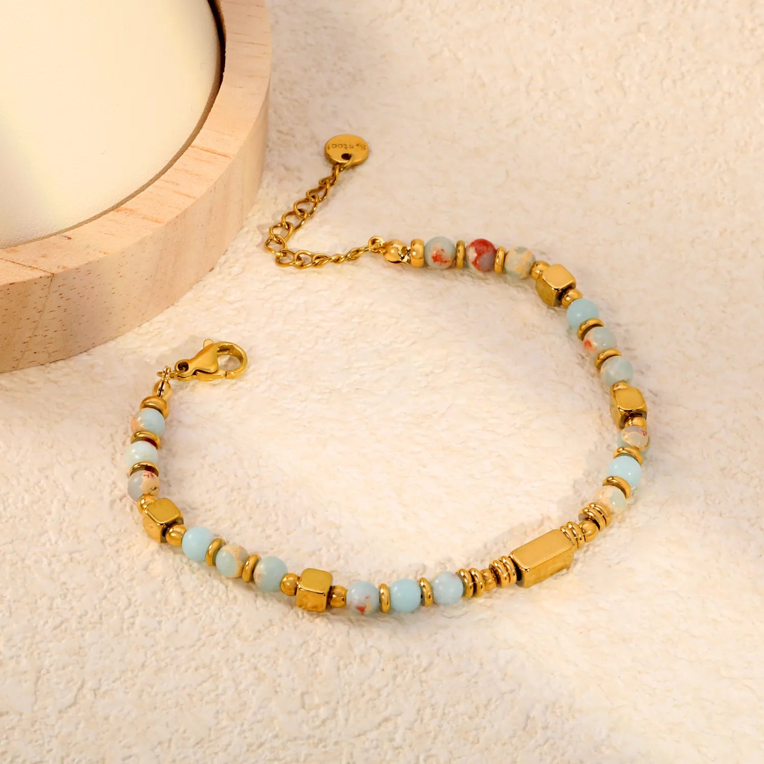 Vòng tay đá tự nhiên mạ vàng 18K Shoushan Muse cao cấp, thiết kế sang trọng, tinh tế dành cho phái đẹp