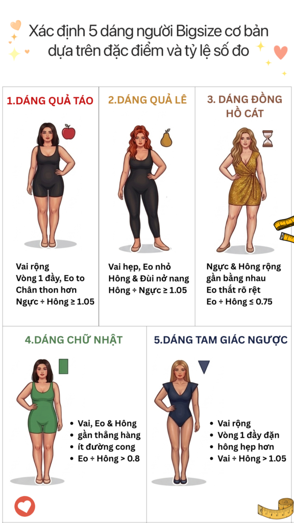 xác định các dáng người bigsize cơ bản