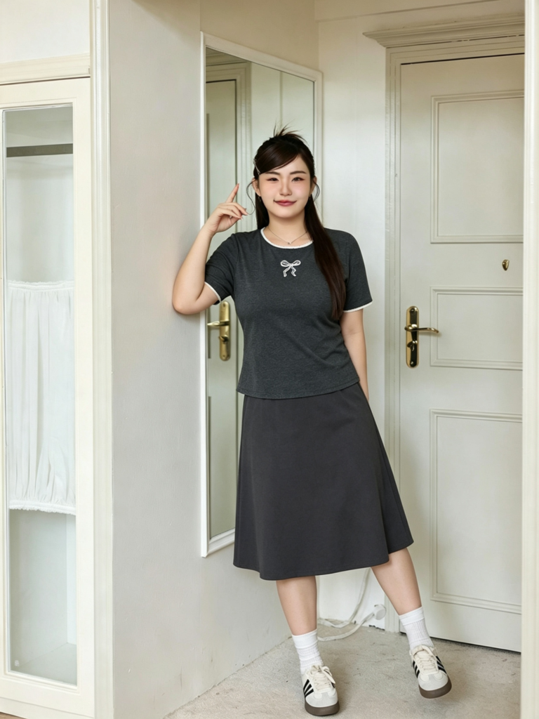 Áo thun bigsize phối chân váy